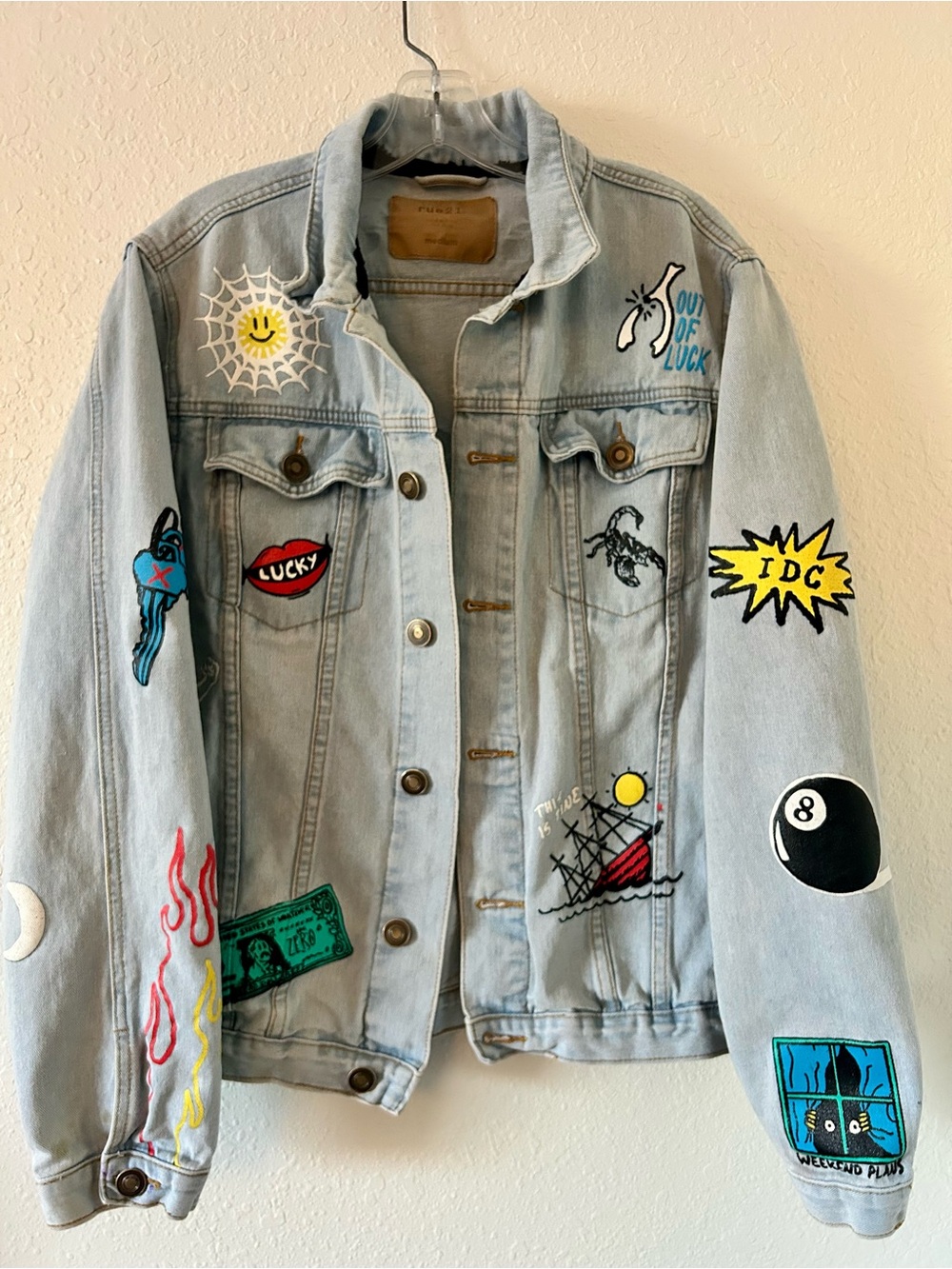 Patchwork Denim Jacket Y2K Streetwear Edgy Graphic Jacket